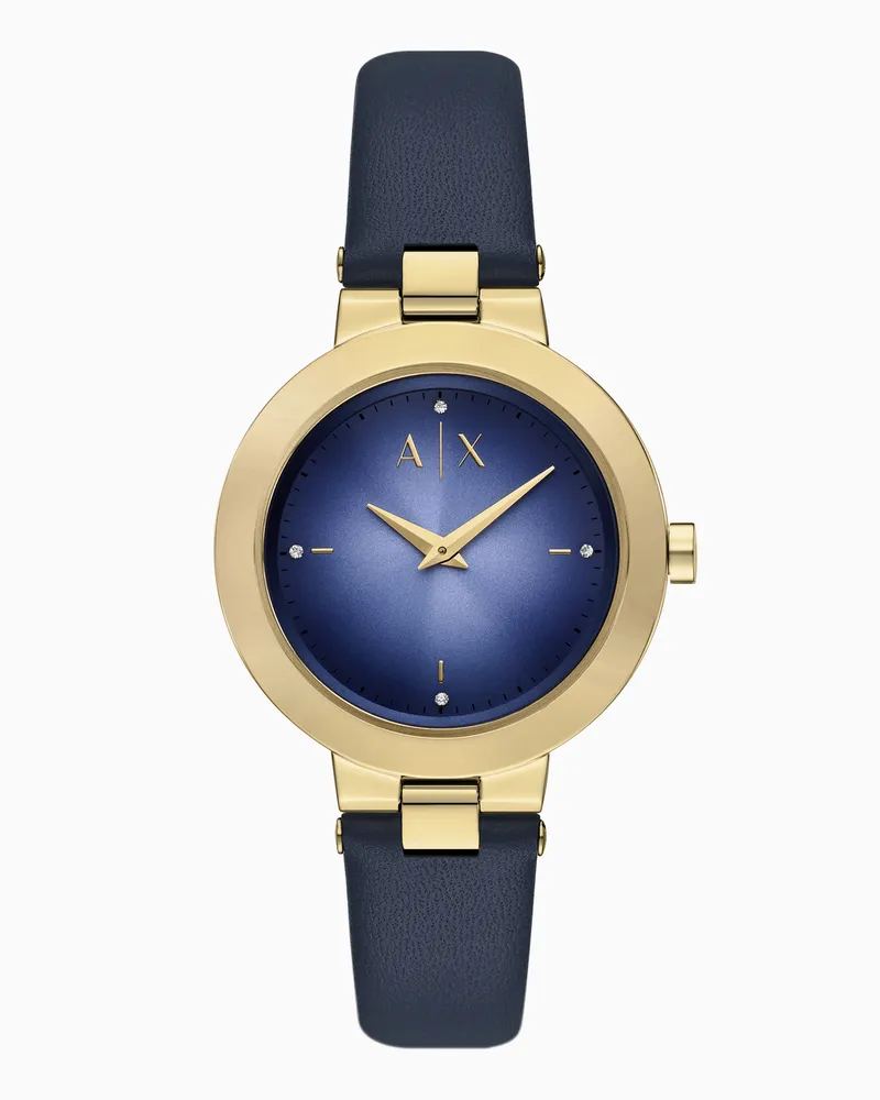 Armani Exchange Zweizeigeruhr mit Leder-Armband in Blau Mehrfarbig