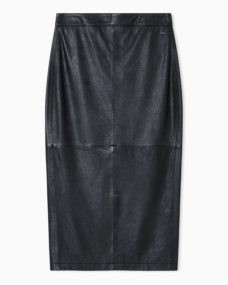 Armani Exchange Longuette-Rock aus Leder Schwarz