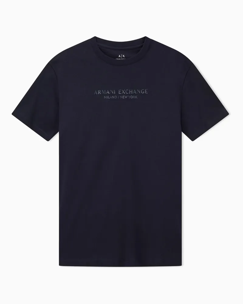Armani Exchange T-Shirt mit normaler Passform und Logo Marineblau
