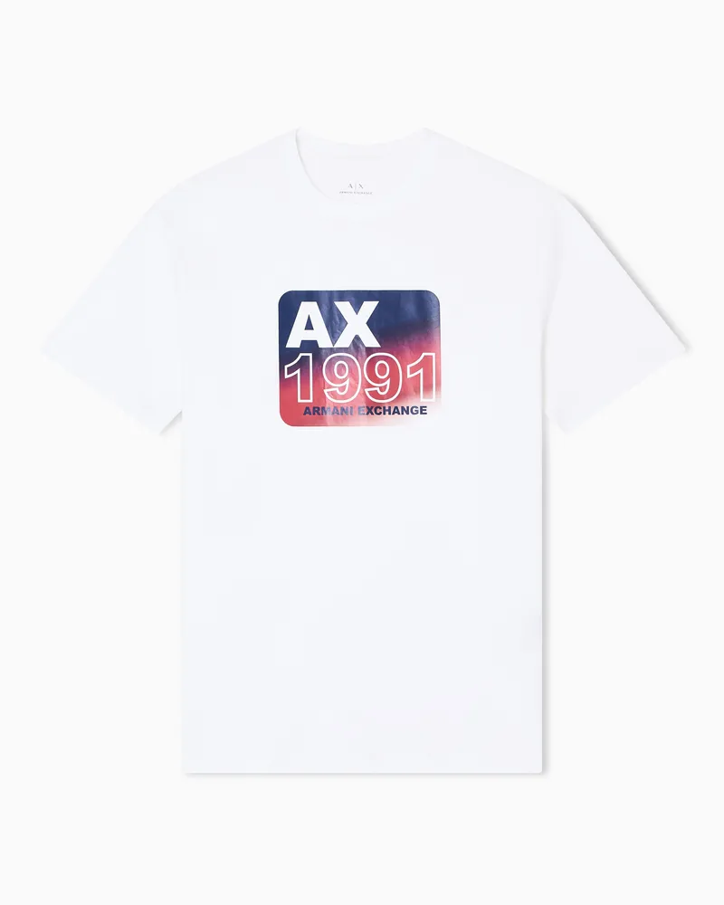 Armani Exchange T-Shirt mit normaler Passform und Farbverlaufsdruck Weiß