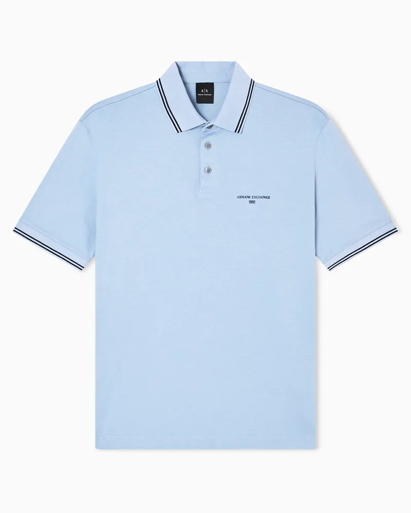 Armani Exchange Poloshirt aus Baumwolljersey im Regular Fit Hellblau