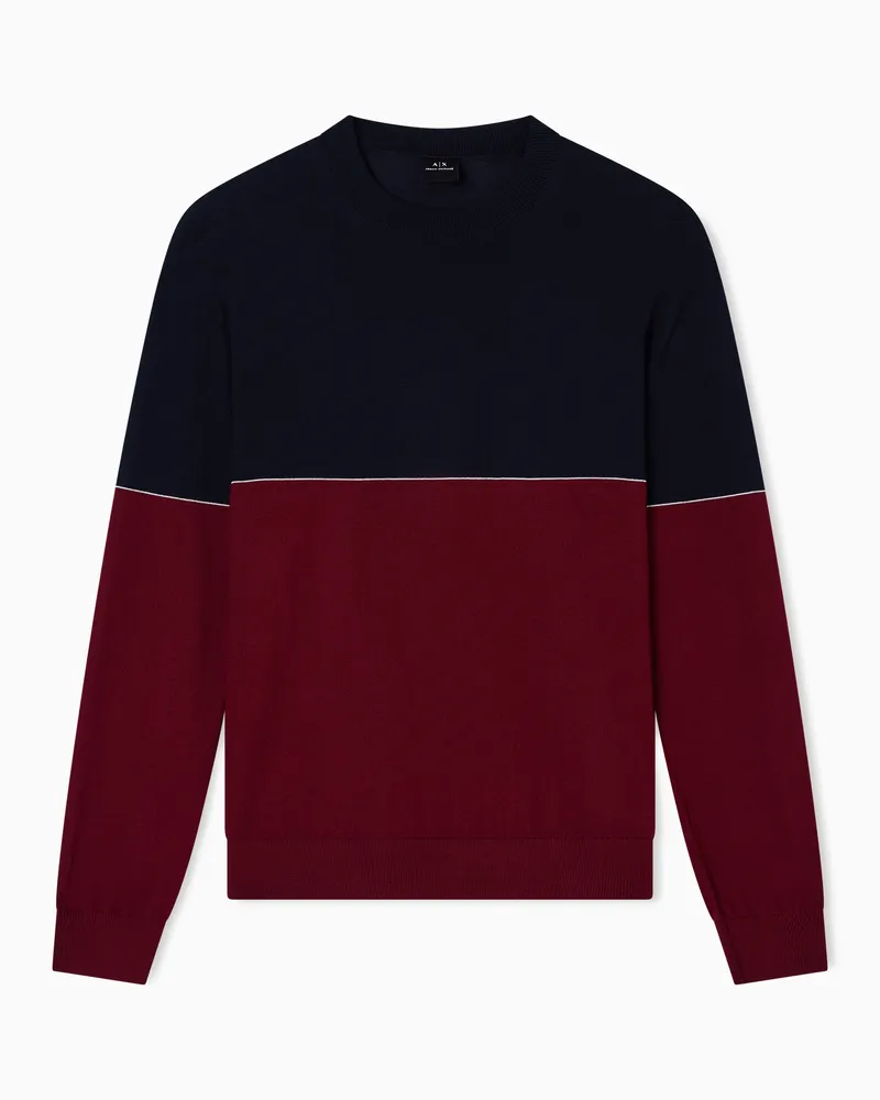 Armani Exchange Rundhalspullover mit Farbblockdesign Blau