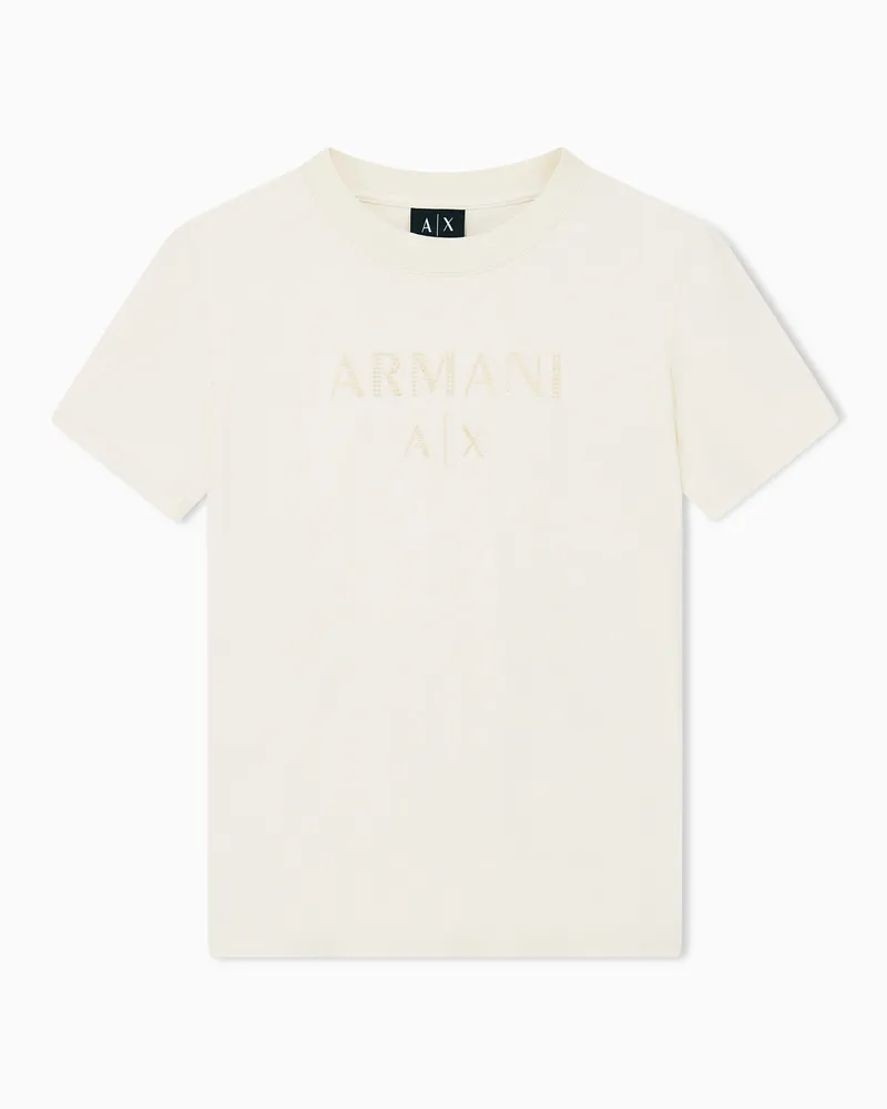 Armani Exchange T-Shirt Regular Fit aus Bio-Baumwolljersey mit Logodetail Beige