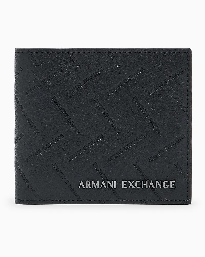 Armani Exchange Minimalistische Geldbörse mit gehämmertem Finish Schwarz