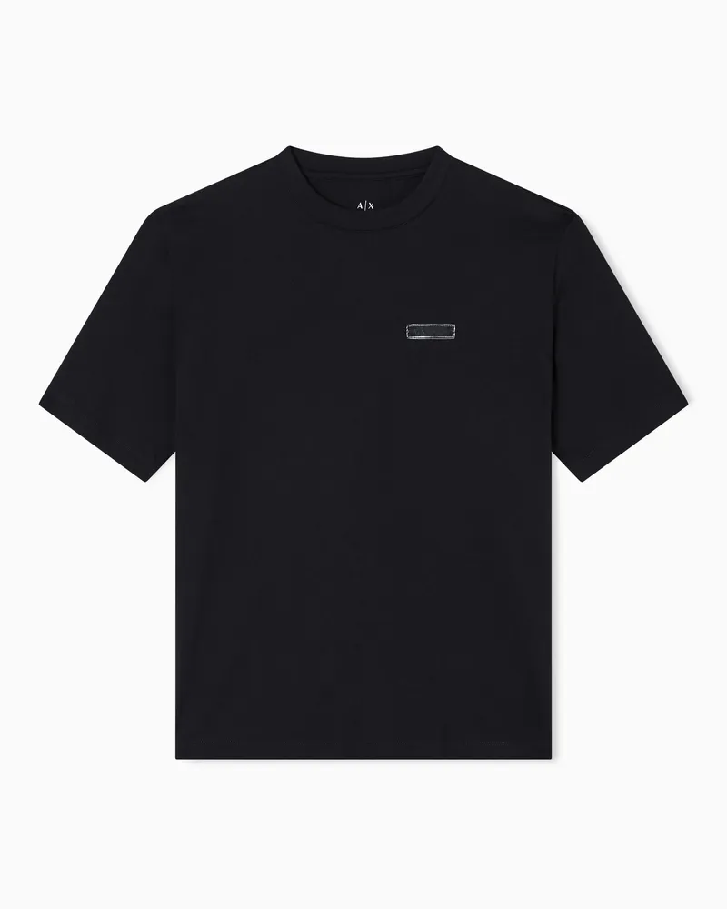 Armani Exchange T-Shirt mit normaler Passform und Aufdruck auf der Rückseite Schwarz