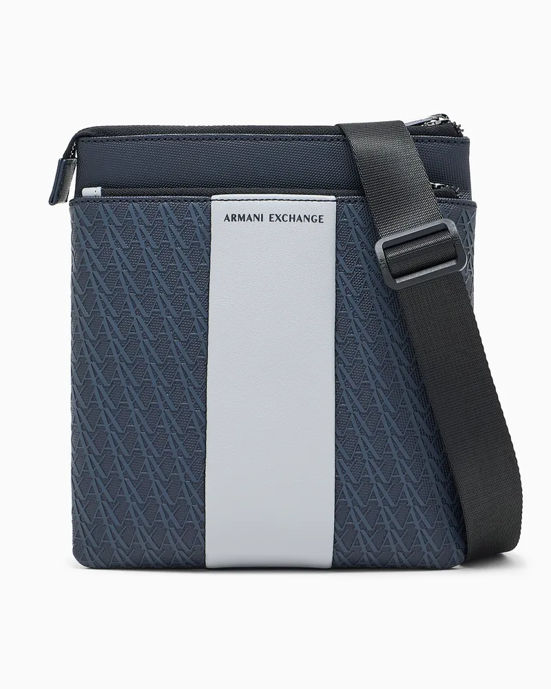 Armani Exchange Umhängetasche mit vertikalem Streifen und Reißverschluss Marineblau