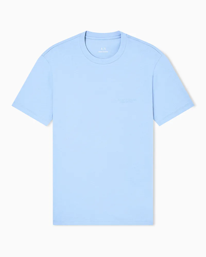 Armani Exchange T-Shirt mit normaler Passform und Logo Hellblau