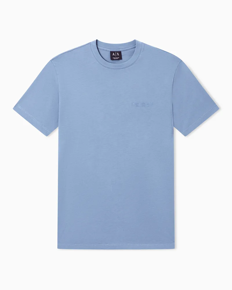Armani Exchange T-Shirt mit normaler Passform und Logo Hellblau