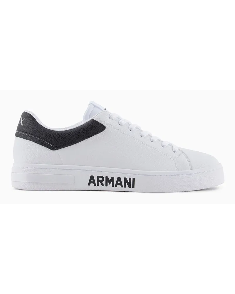 Armani Exchange Ledersneaker mit Logo Auf Der Sohle Bianco