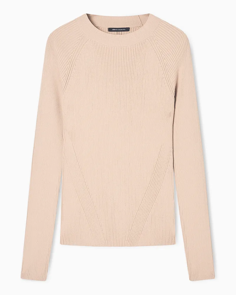 Armani Exchange Rundhalspullover mit Raglanärmeln Beige