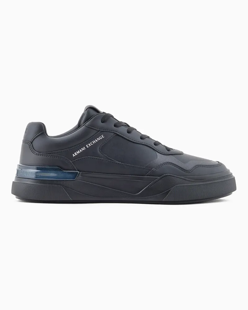 Armani Exchange Sneaker aus Öko-Leder mit Ziernähten Schwarz