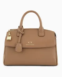 Armani Exchange Handtasche mit Vorhängeschloss und Metalldetails Beige