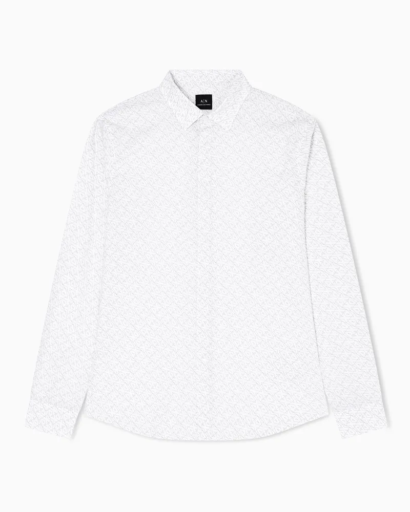 Armani Exchange Slim Fit Hemd mit Mikromuster Weiß