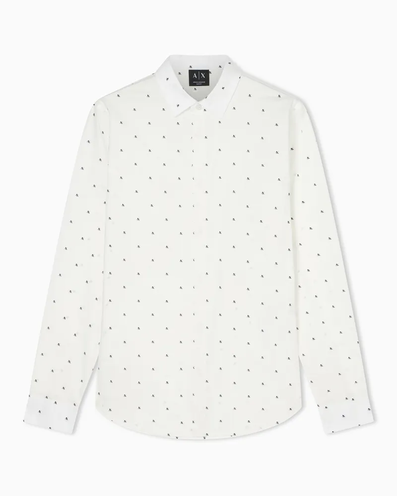 Armani Exchange Slim Fit Hemd mit Mikromuster Weiß