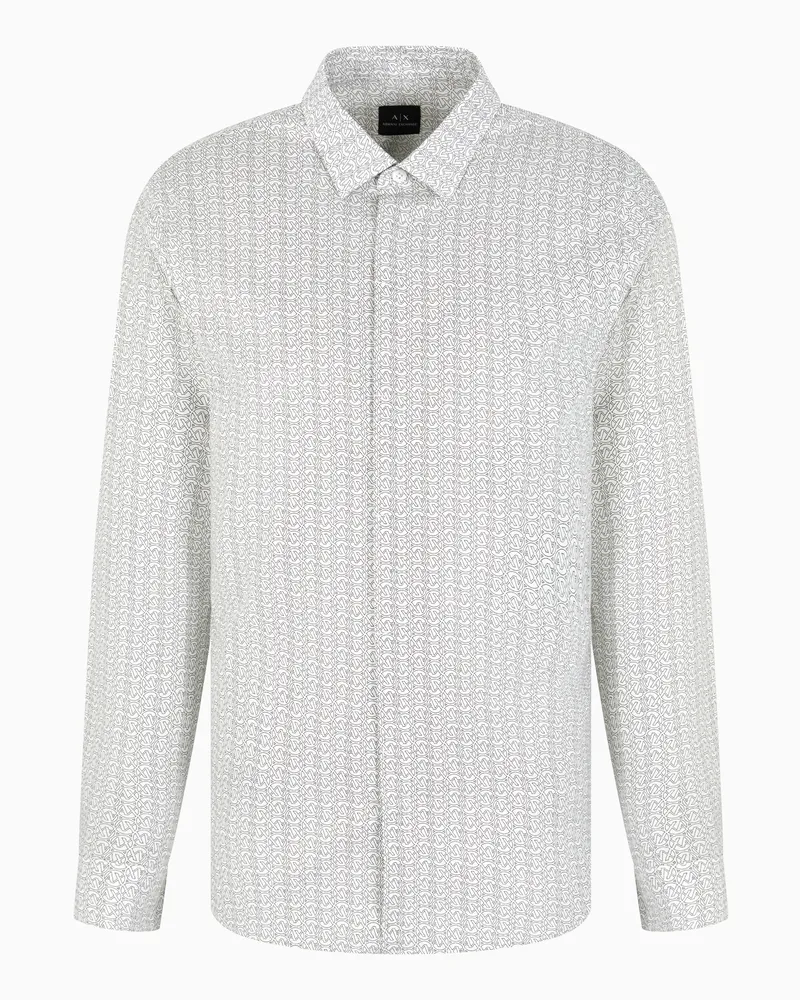 Armani Exchange Slim Fit Hemd mit Mikromuster Weiß