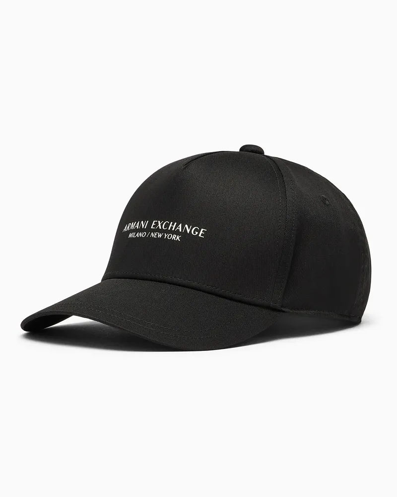 Armani Exchange Basecap aus Baumwolltwill mit gebogenem Schirm Essential Schwarz