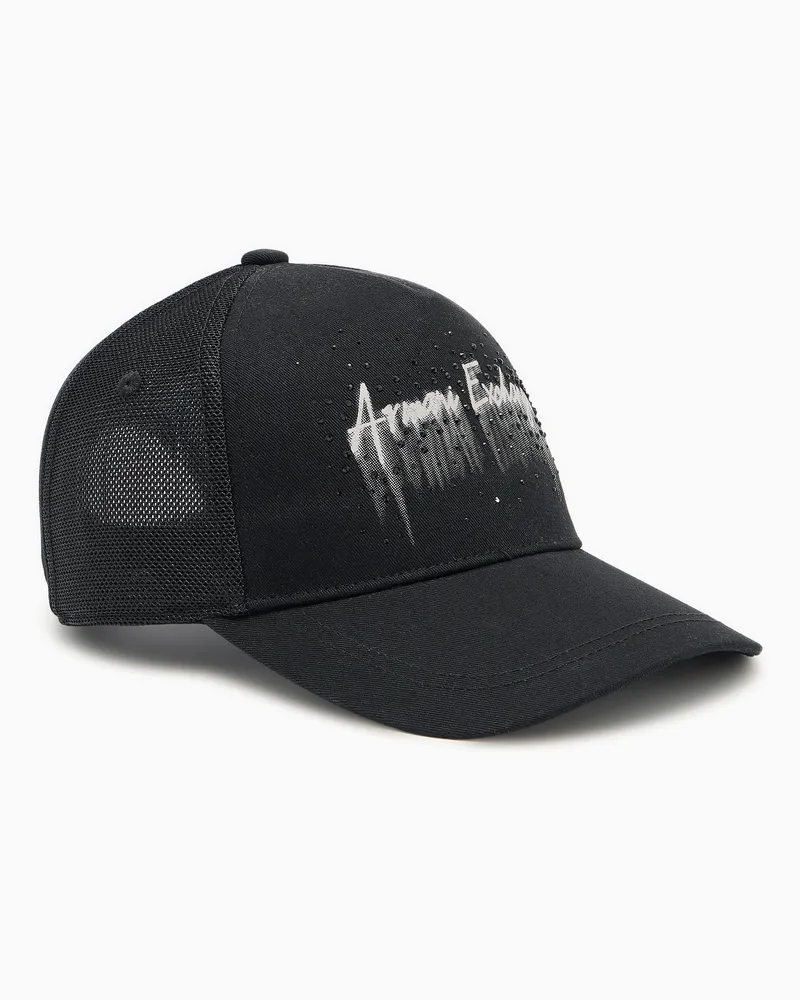 Armani Exchange BLACK VISOR CAP WITH EMBELLISHED LOGO Schwarz