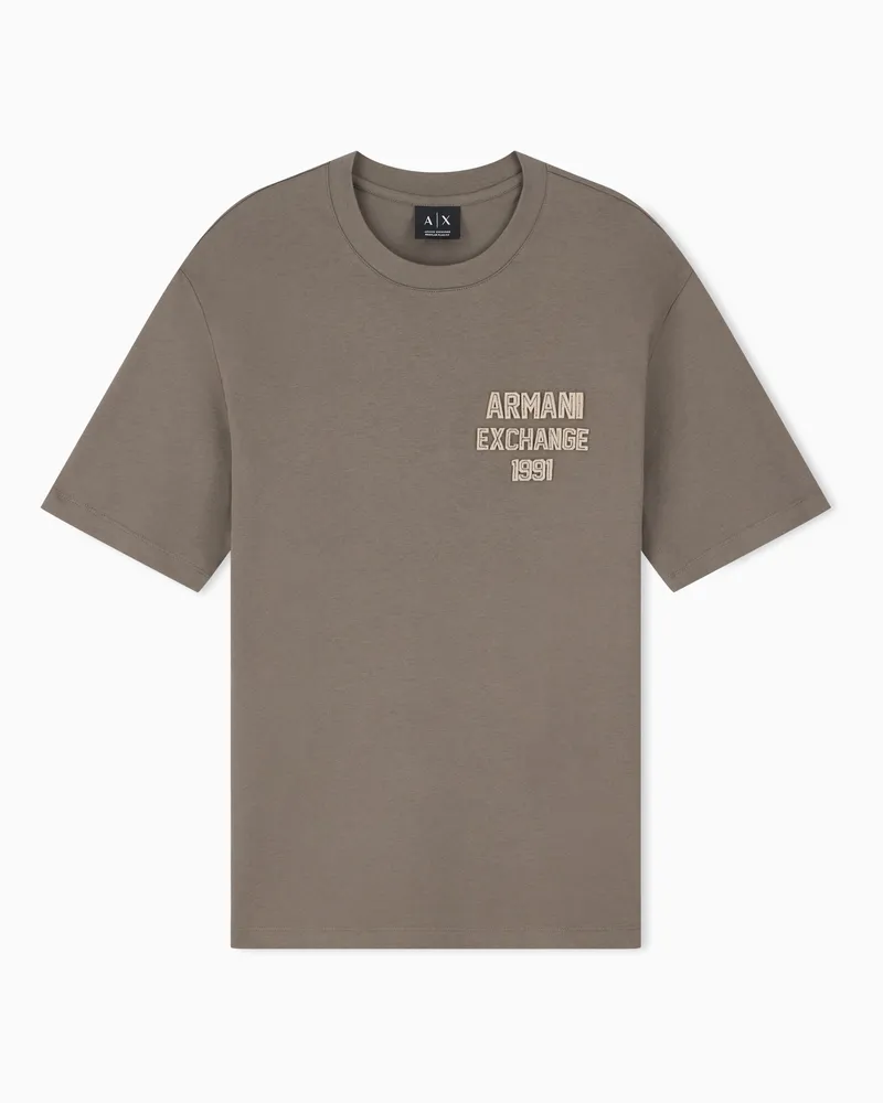 Armani Exchange T-Shirt im Regular Fit aus Baumwolljersey mit Logoprint Braun