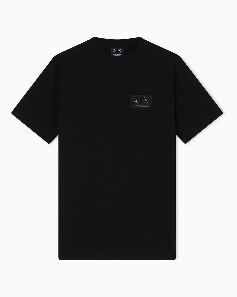 Armani Exchange Regular Fit T-Shirt mit Logoaufnäher Schwarz