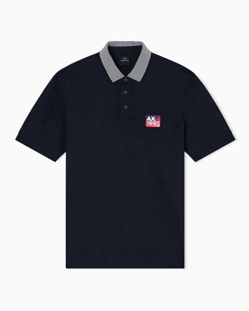 Armani Exchange Jersey-Poloshirt mit normaler Passform Marineblau