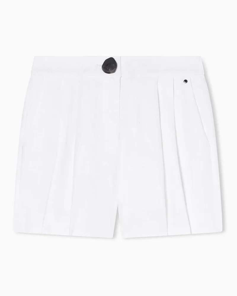 Armani Exchange Shorts aus Leinenköper Weiß