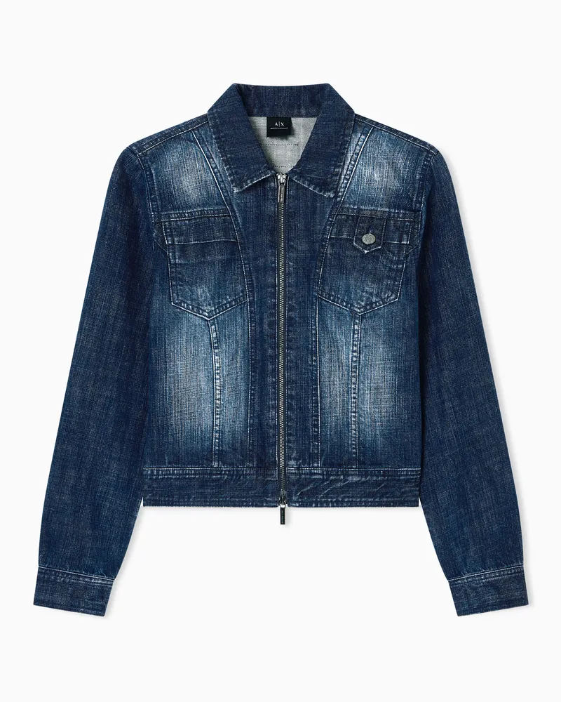 Armani Exchange Indigoblaue Jeansjacke Blau