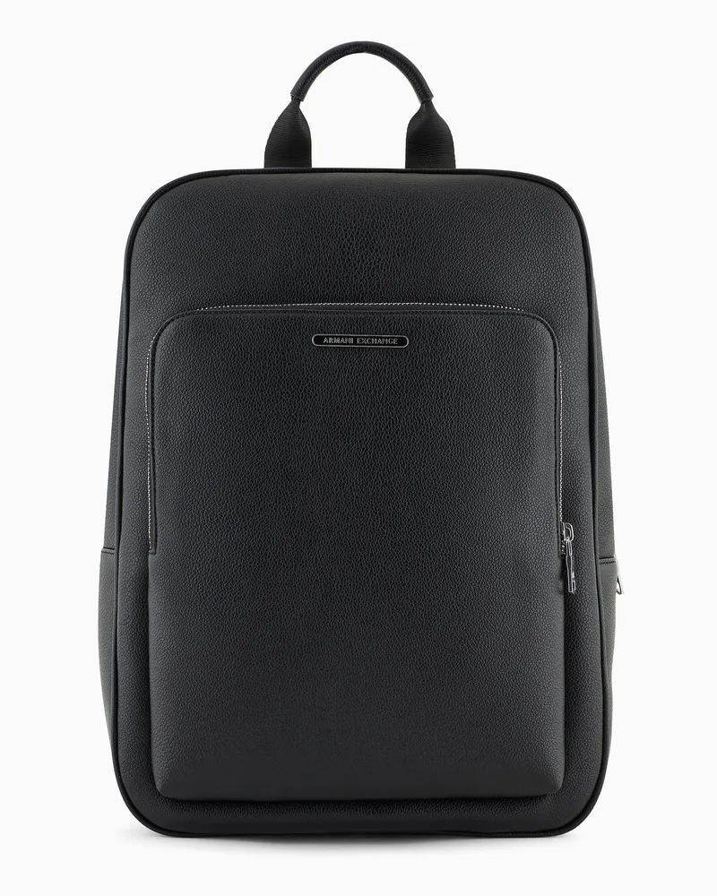 Armani Exchange Rucksack aus Kunstleder mit Vordertasche Schwarz