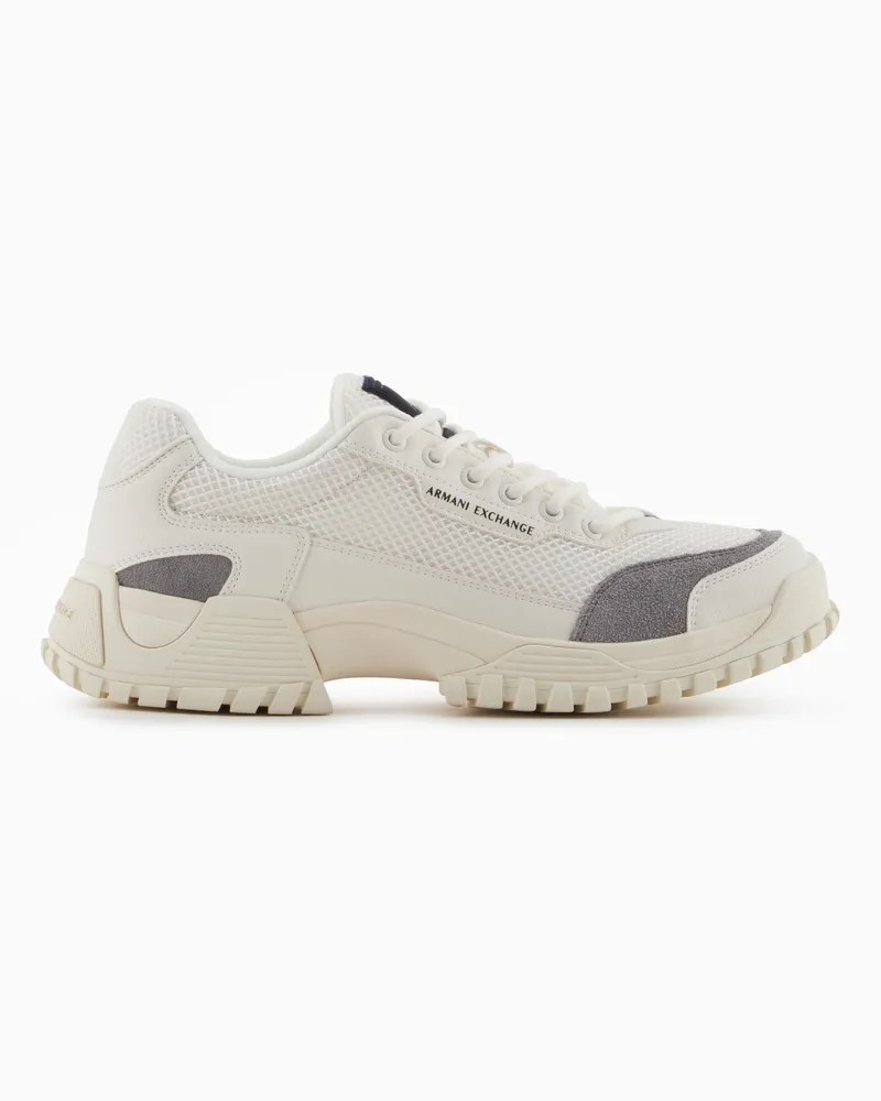 Armani Exchange Zweifarbige Sneaker mit Profilsohle Weiß