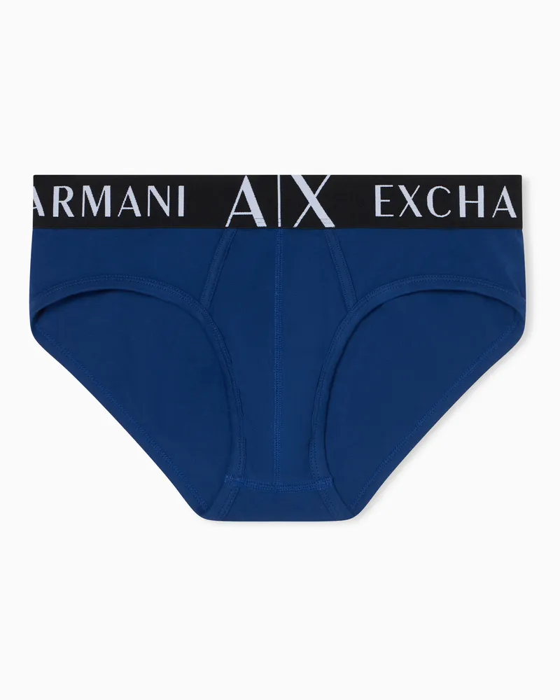Armani Exchange Klassische Komfort-Slips aus Stretch-Baumwolle Blau