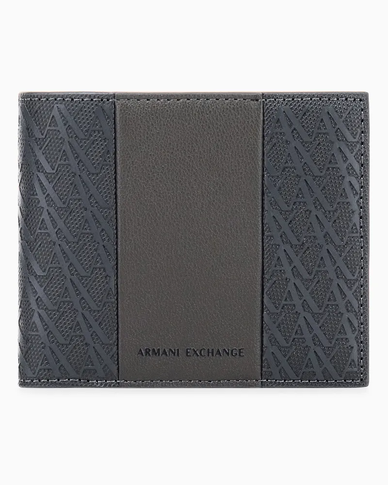 Armani Exchange Klappgeldbörse mit geprägtem Muster und einem Münzfach Grau
