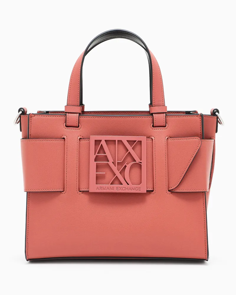 Armani Exchange Mittelgroße Tragetasche mit Doppelgriffen und Schultergurt Pink