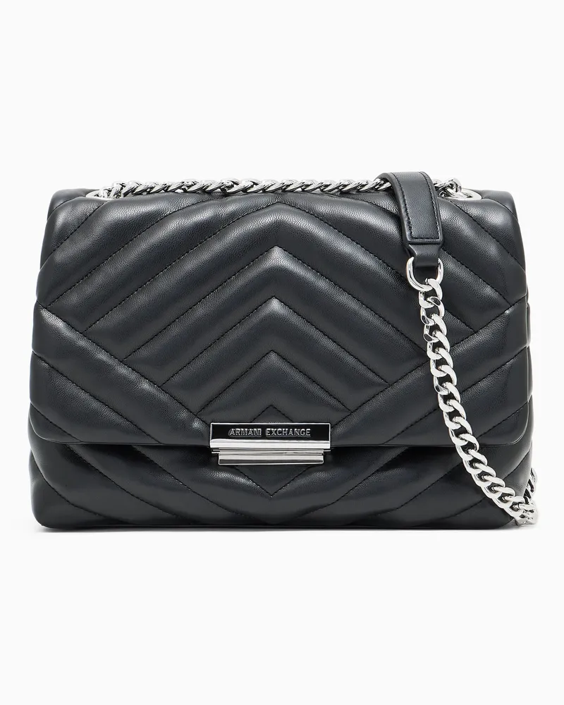 Armani Exchange Umhängetasche aus gestepptem Material mit Metalldetails Schwarz