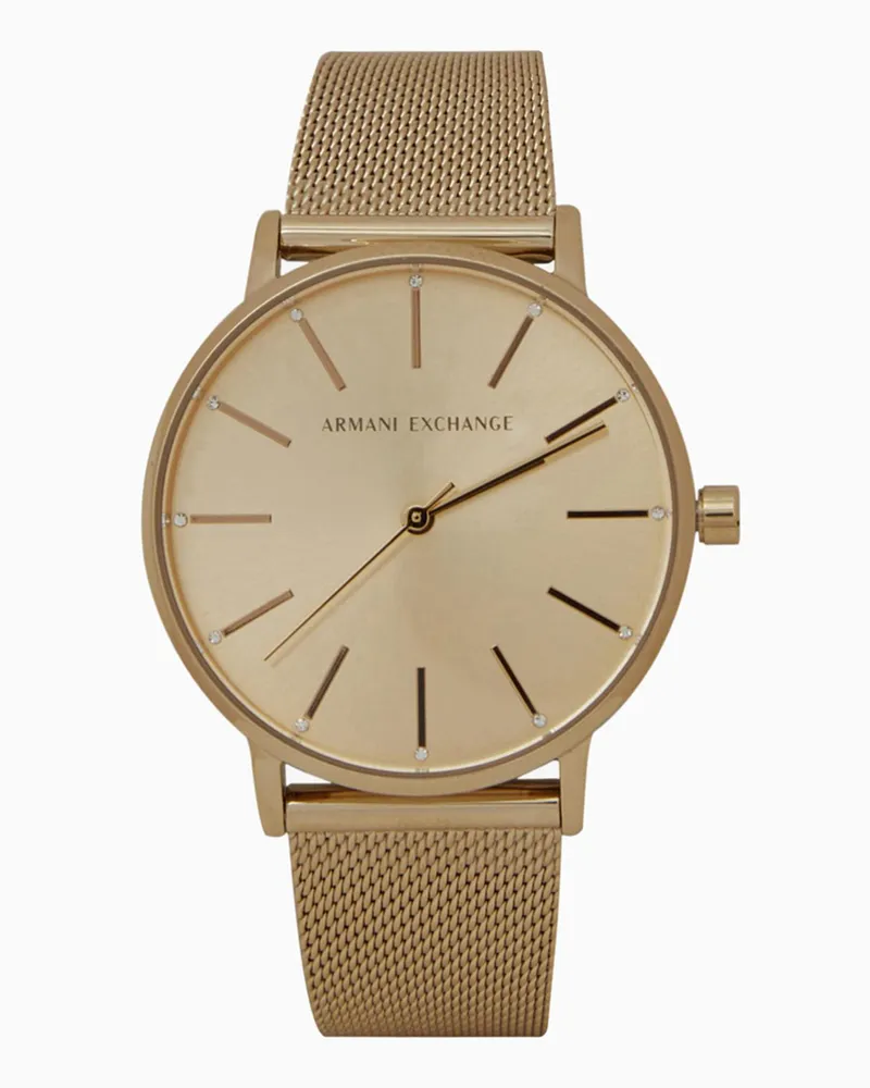 Armani Exchange Goldfarbene Edelstahluhr mit drei Zeigern Mehrfarbig