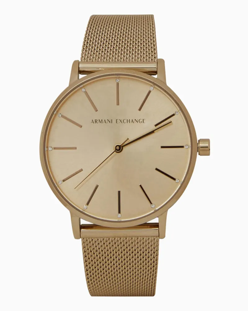 Armani Exchange Goldfarbene Edelstahluhr mit drei Zeigern Mehrfarbig