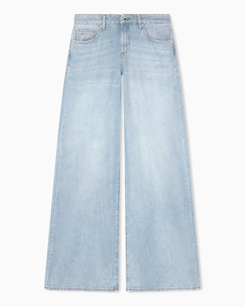 Armani Exchange Weit geschnittene, graue Used-Jeans aus Denim Grau
