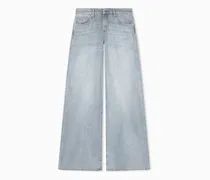 Weit geschnittene, graue Used-Jeans aus Denim