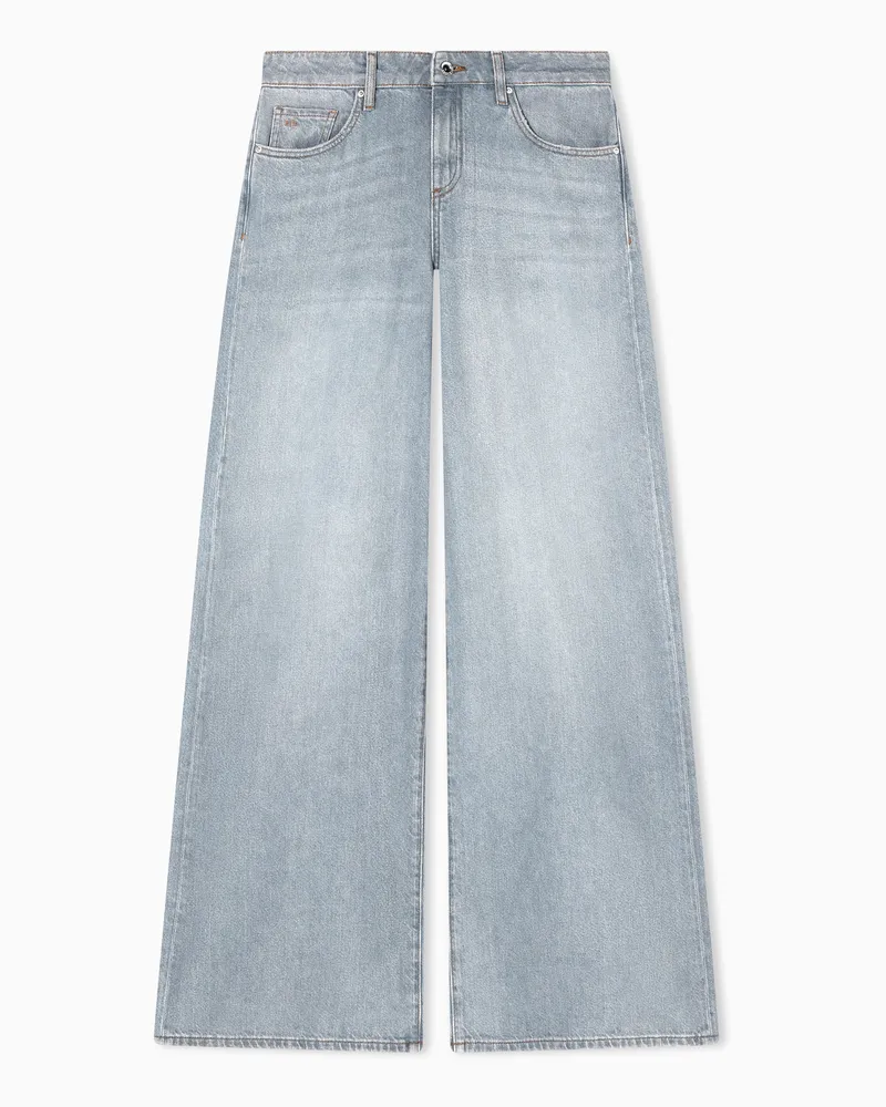 Armani Exchange Weit geschnittene, graue Used-Jeans aus Denim Grau