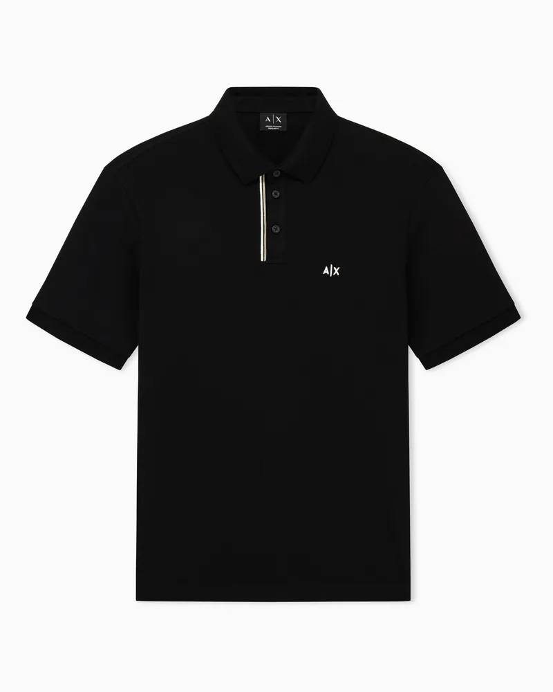 Armani Exchange Basic Cotton Piqué Polo Shirt Schwarz
