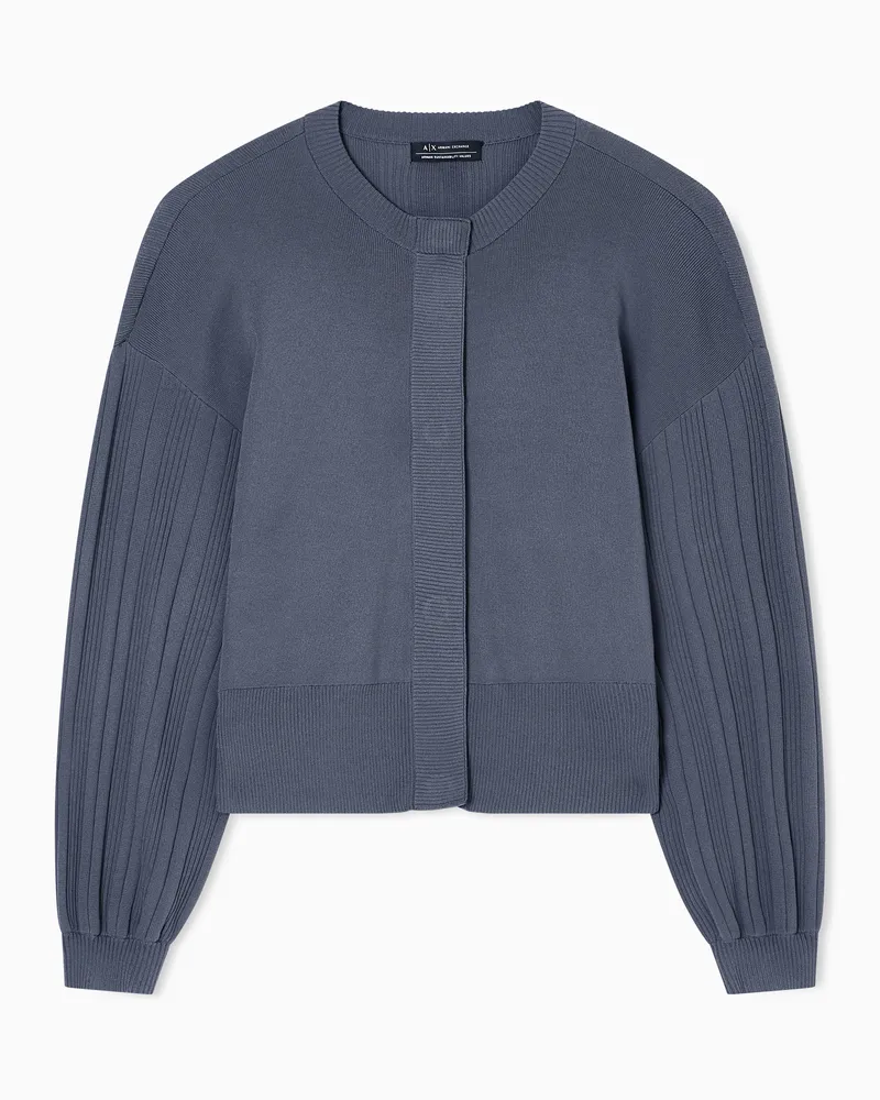 Armani Exchange Strickjacke mit gerippten Ärmeln Grau