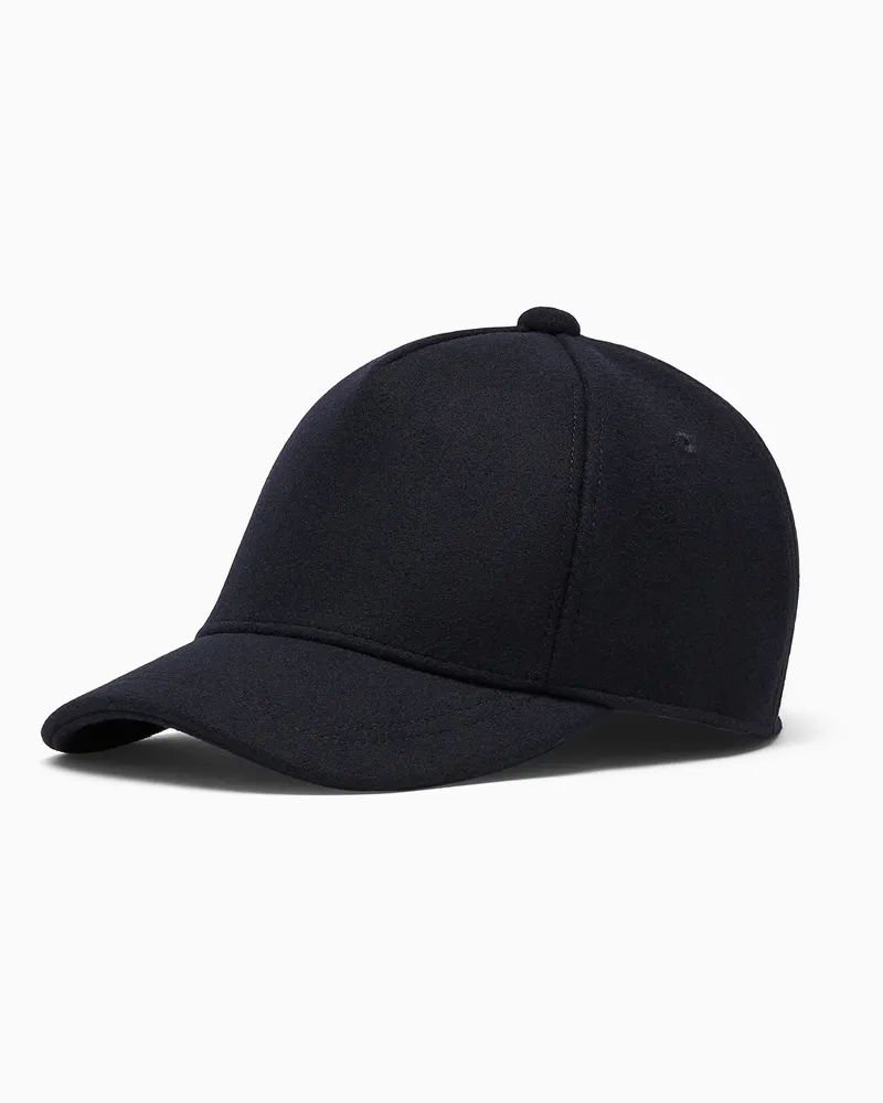 Armani Exchange Baseballkappe aus Schurwollmischung mit gebogenem Schirm Marineblau