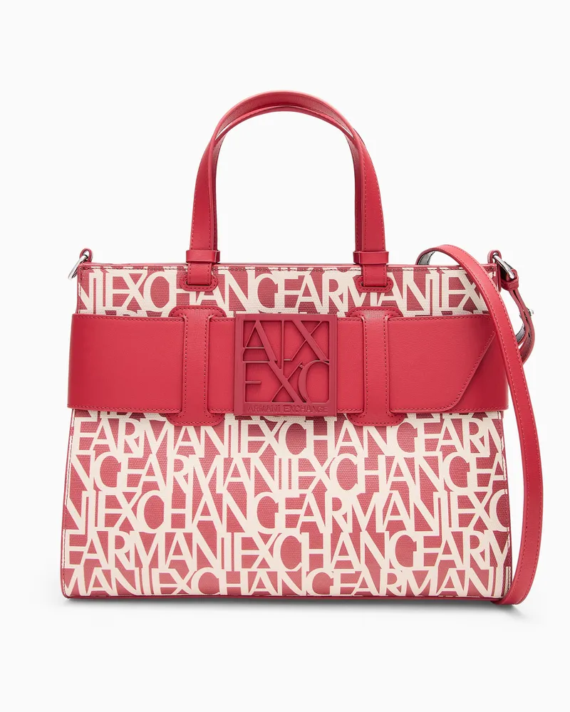 Armani Exchange Shopping Bag Susy mit Monogrammmuster und großem Logo Rot