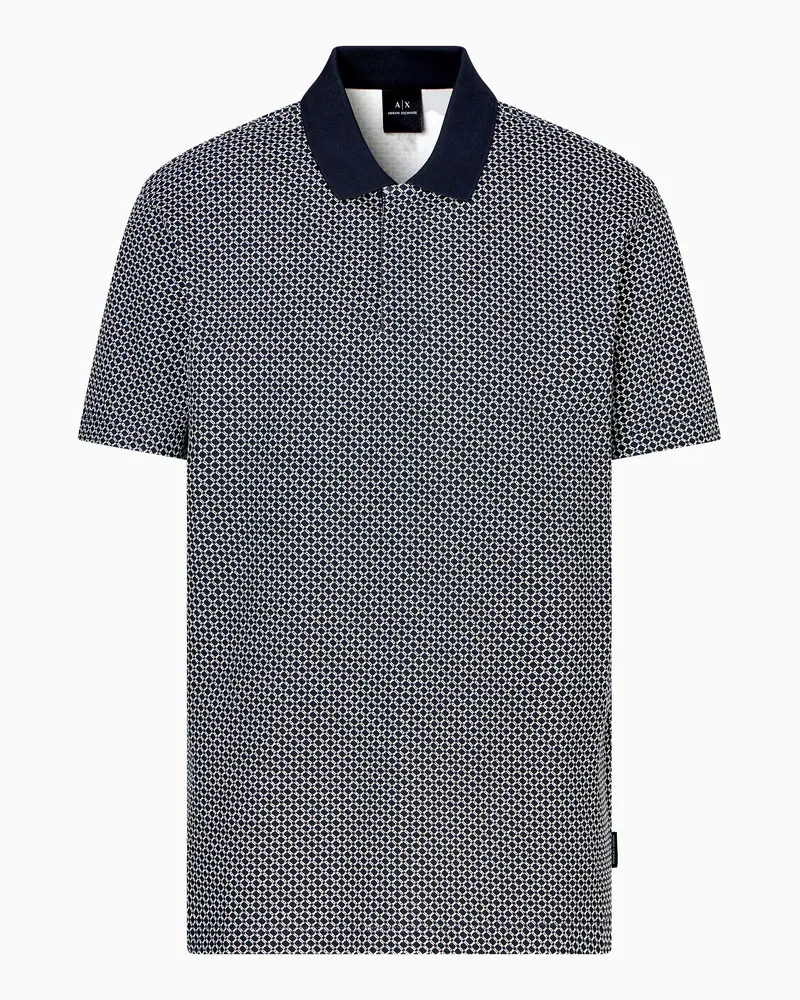 Armani Exchange Poloshirt mit normaler Passform aus elastischem Jersey Blau