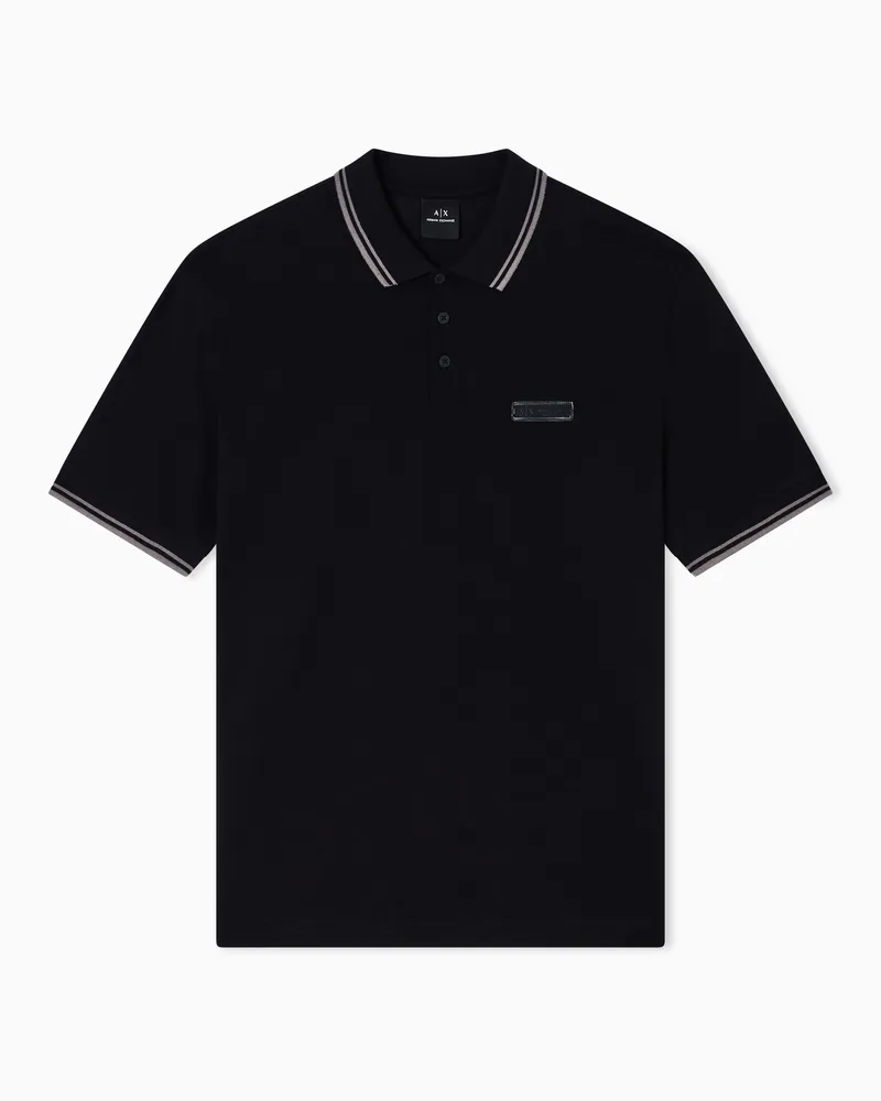 Armani Exchange Piqué-Poloshirt mit kontrastierender Paspelierung Schwarz