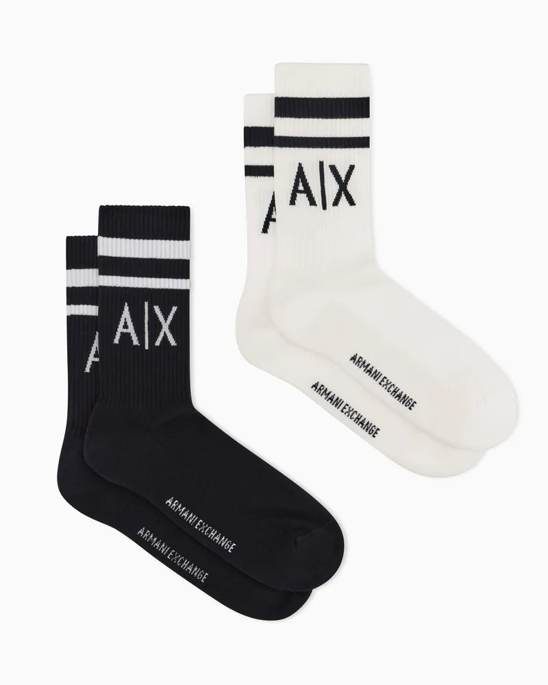 Armani Exchange Tennissocken-Set Essential aus gerippter Stretch-Baumwolle 