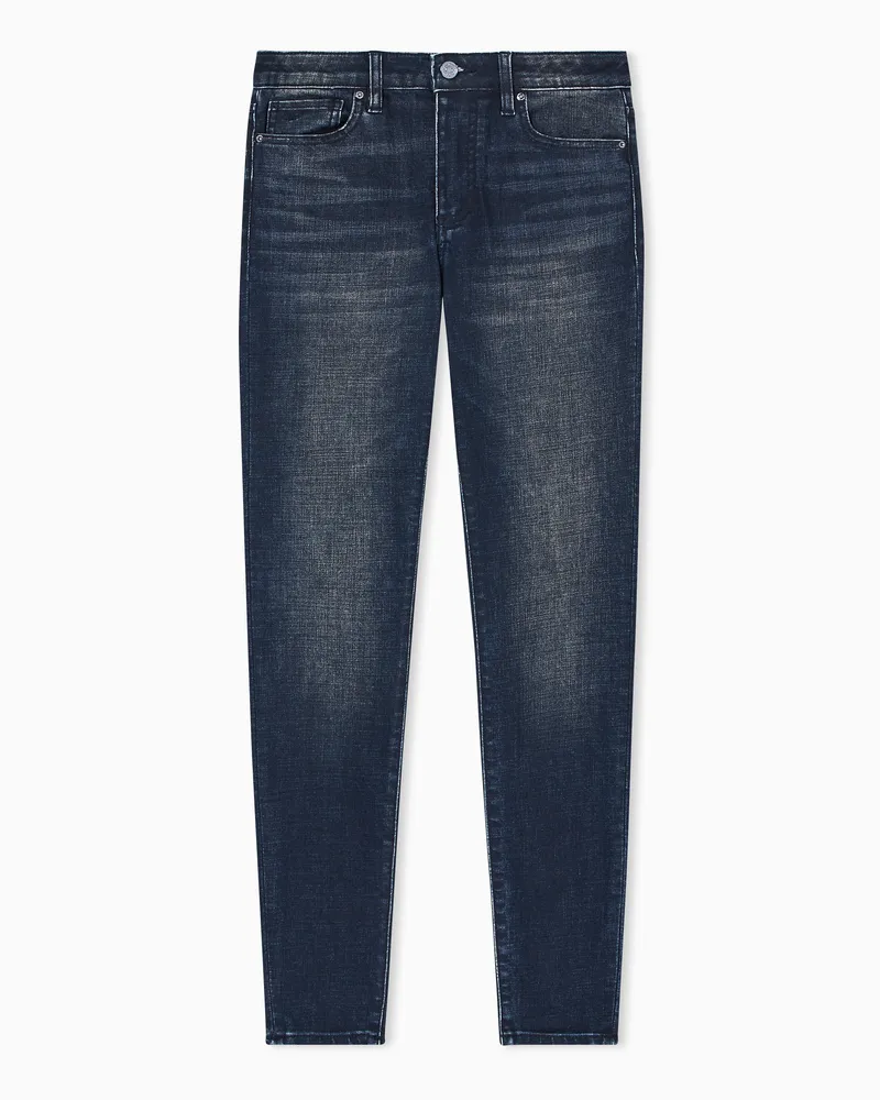 Armani Exchange Superenge Jeans mit Used-Effekt Blau