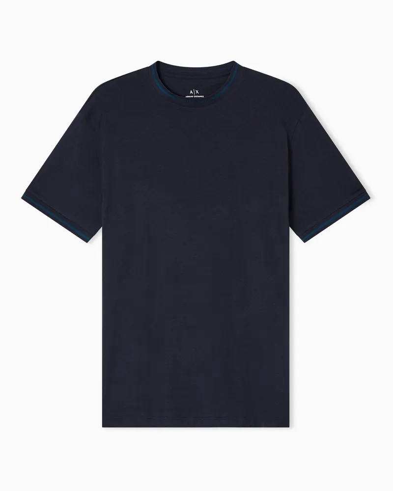 Armani Exchange T-Shirt im Regular Fit mit kontrastierender Paspelierung Marineblau