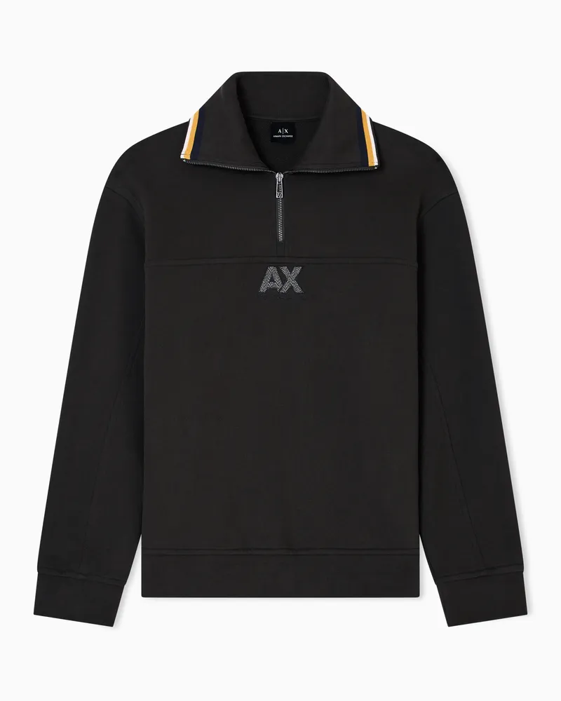 Armani Exchange Sweatshirt mit halbem Reißverschluss und Logo Braun