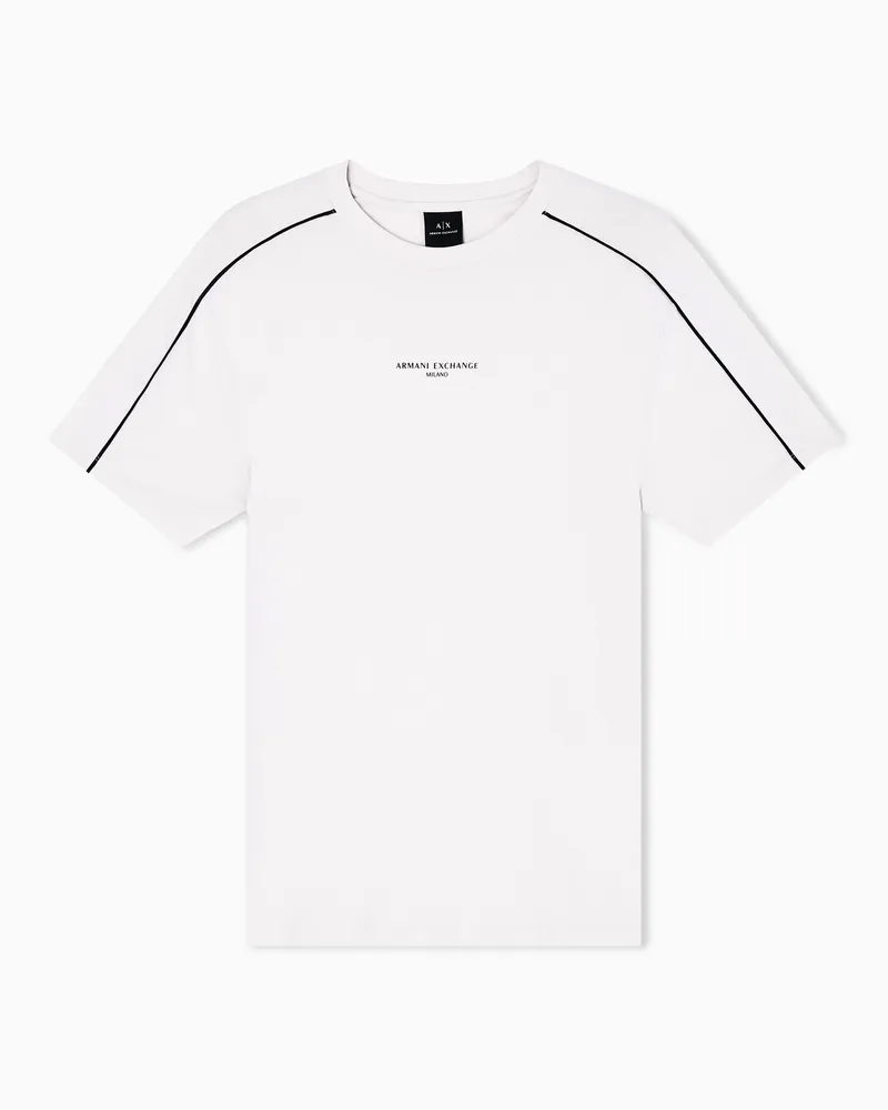 Armani Exchange T-Shirt im Regular Fit mit kontrastierender Paspelierung Weiß