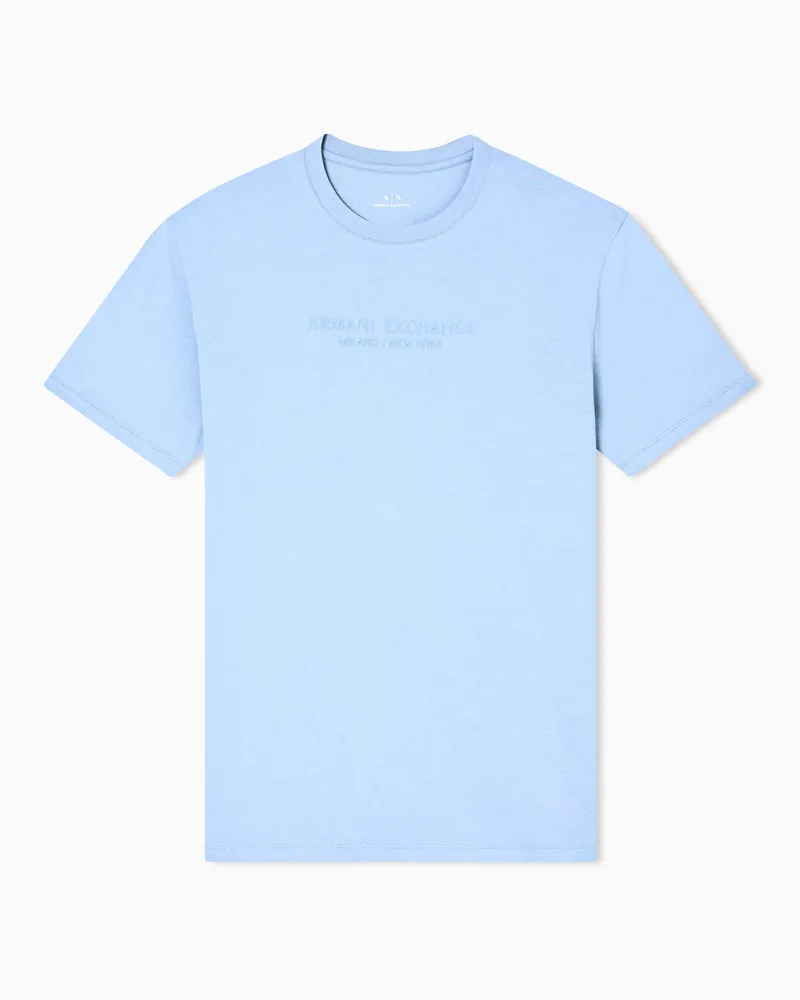 Armani Exchange T-Shirt mit normaler Passform und Logo Hellblau
