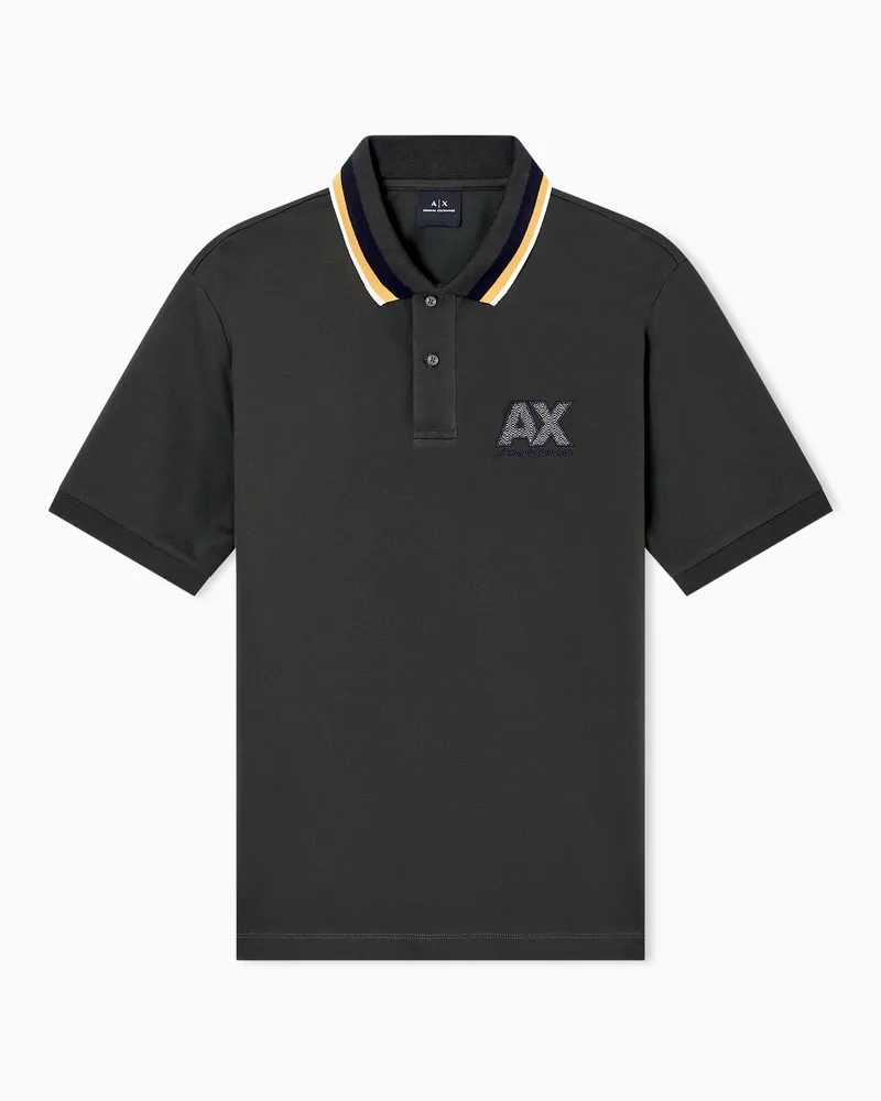 Armani Exchange Poloshirt im Regular Fit mit gestreiftem Kragen Braun